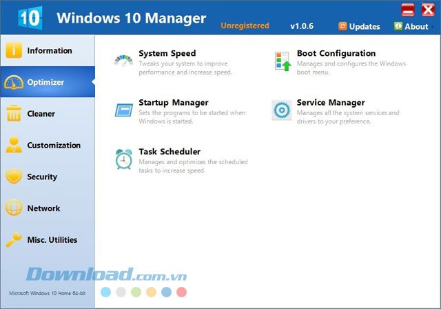 Tăng tốc máy tính với nhiều công cụ trong Optimizer