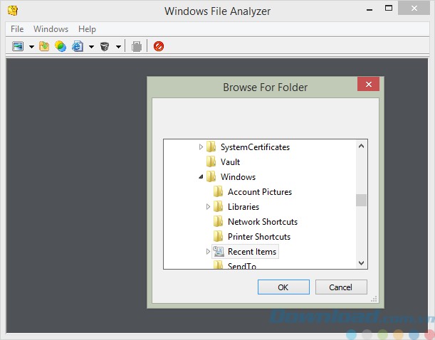 Giao diện của Windows File Analyzer