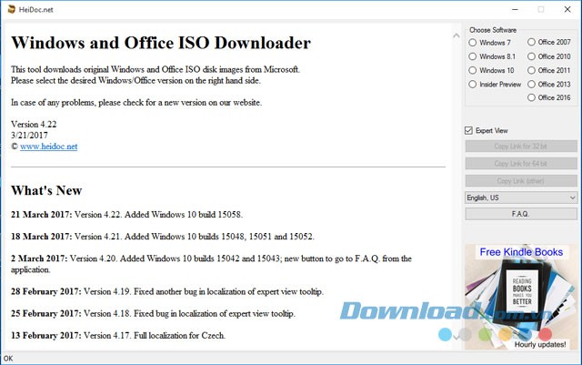 Giao diện chào mừng của ứng dụng Windows ISO Downloader cho máy tính