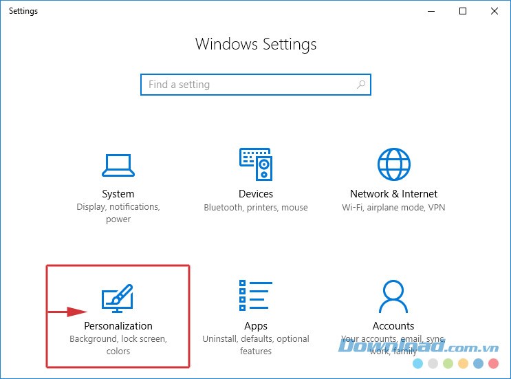Cửa sổ thiết lập Windows Settings
