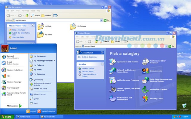 Giao diện của Windows XP Service Pack 3