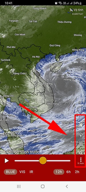 Windy.com có menu trực quan để bạn xem thời tiết dễ dàng