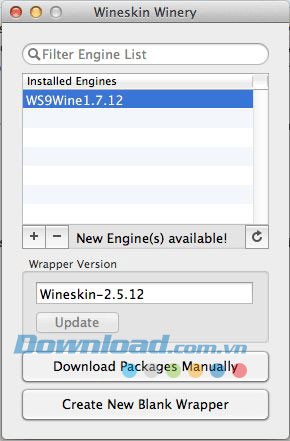Cài đặt Wineskin Winery cho Mac