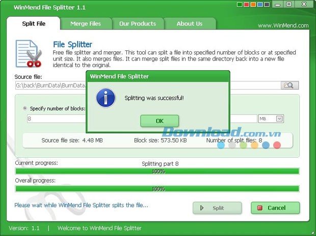 WinMend File Splitter
