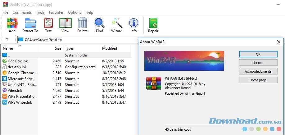 Cập nhật winrar 5.61