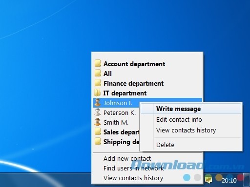 Tạo một tin nhắn mới tới người dùng trong mạng nội bộ với Winsent