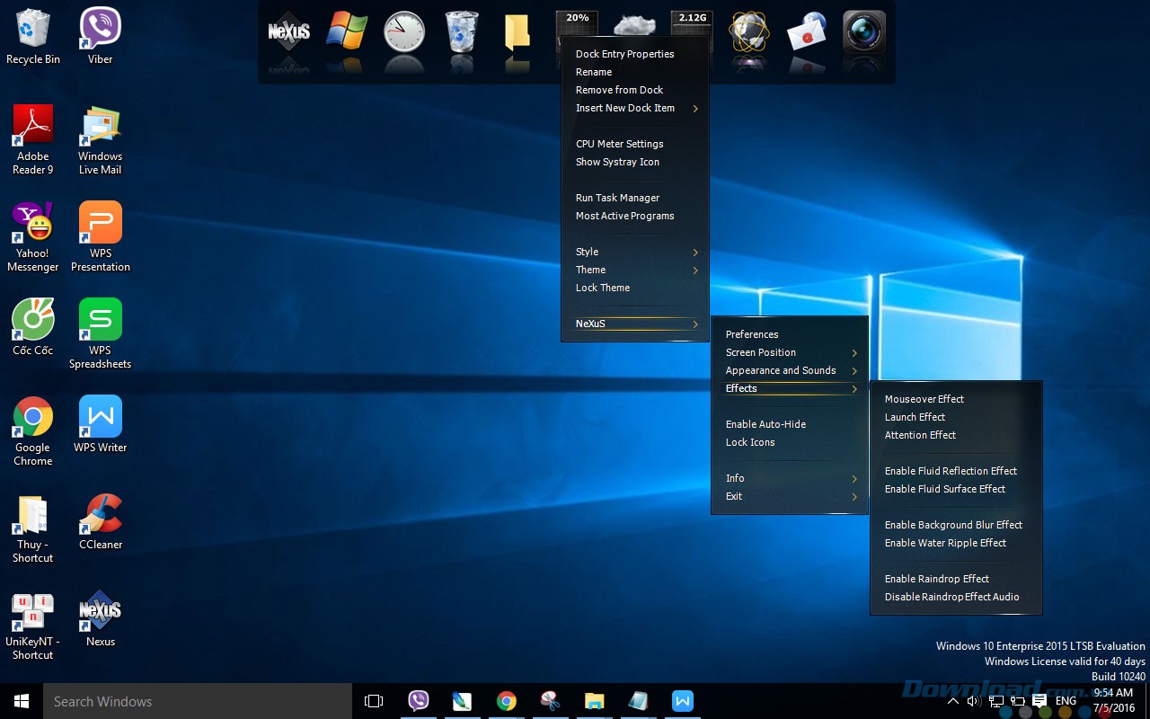 Các lựa chọn với biểu tượng