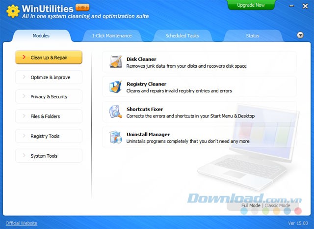 Giao diện WinUtilities Free Edition