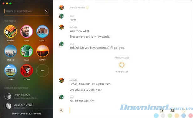 Giao diện của Wire cho Mac