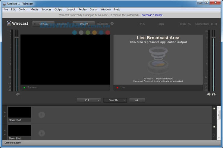 Giao diện của Wirecast