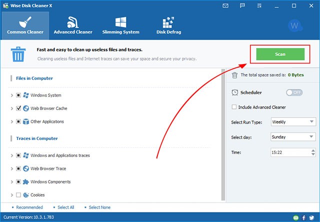 Giao diện của Wise Disk Cleaner