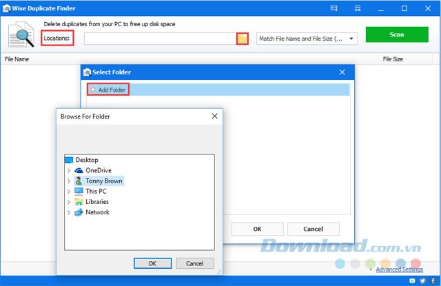 Giao diện phần mềm Wise Duplicate Finder