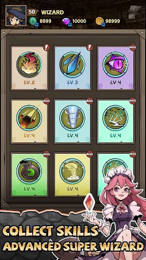 Thu thập kỹ năng, cường hóa phù thủy