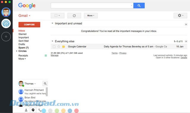 Giao diện Gmail của ứng dụng
