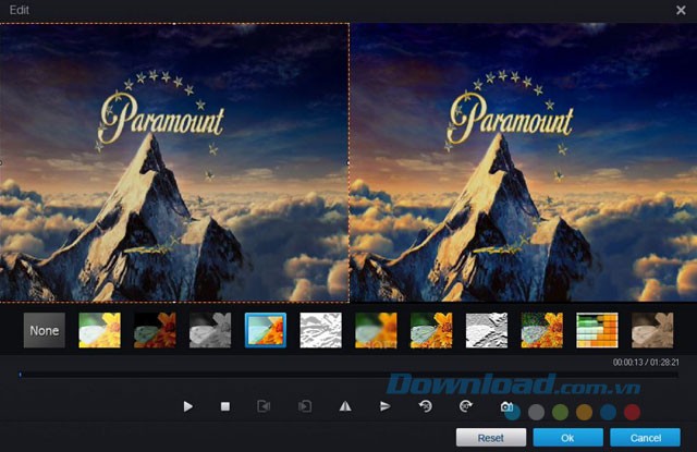 Lựa chọn hiệu ứng cho video