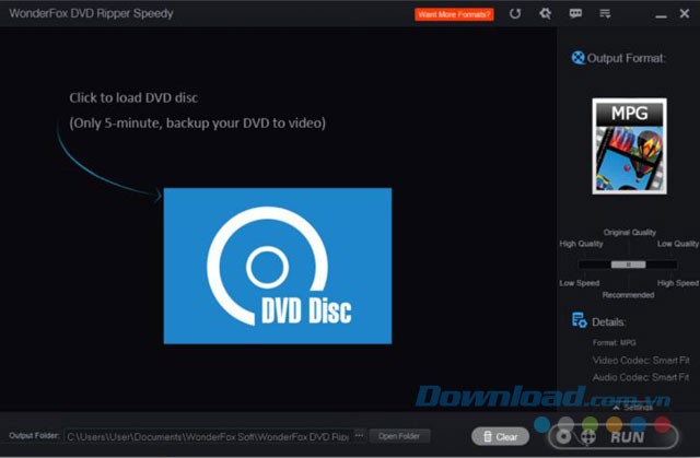 Giao diện chính của phần mềm WonderFox DVD Ripper Speedy