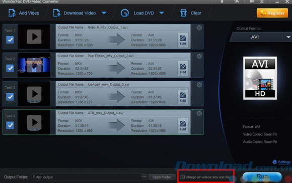 Nối nhiều video thành một file