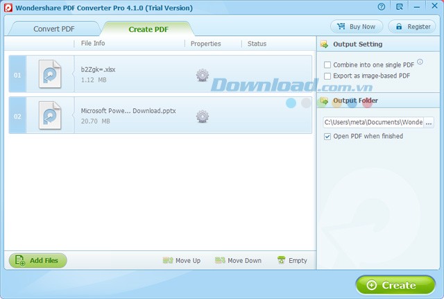 Tùy chọn tạo PDF