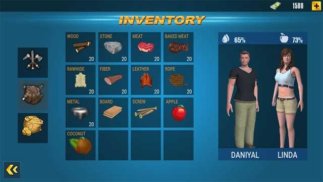Trang bị cho hai nhân vật những vật dụng cần thiết để sinh tồn trên hoang đảo