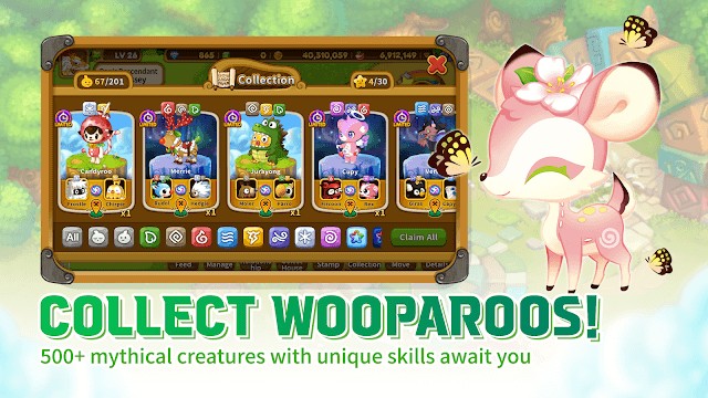 Thu thập các sinh vật Wooparoo đa dạng trong game Wooparoo Odyssey-Build & Breed
