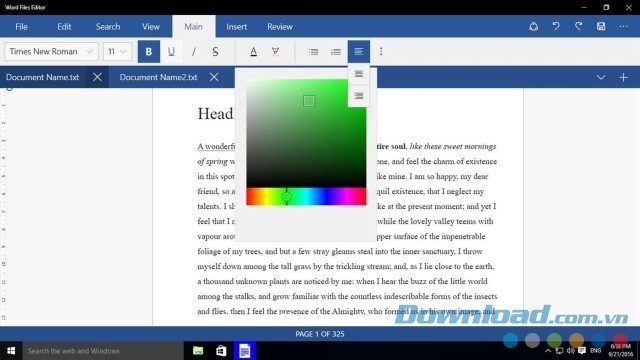 Lựa chọn màu sắc phù hợp trong ứng dụng chỉnh sửa văn bản Word Files Editor cho máy tính và Windows Phone