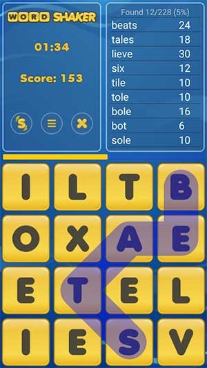 Các chữ cái trong từ không cần nằm trên một đường thẳng