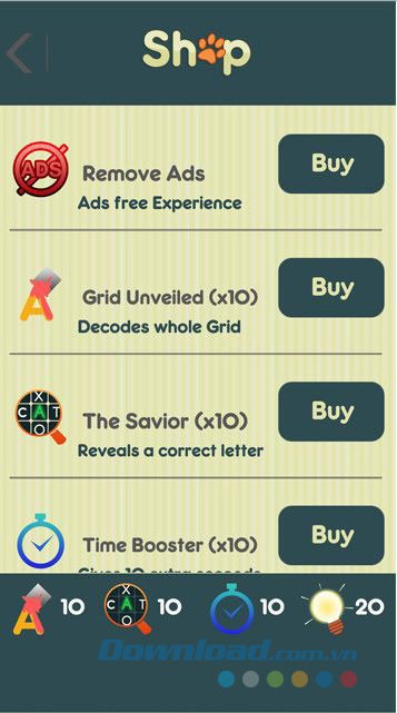 Cửa hàng game với các gói