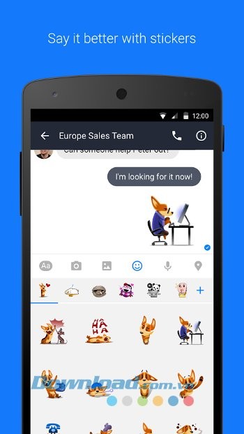 Gửi nhãn dán trong khi trò chuyện với Facebook Work Chat