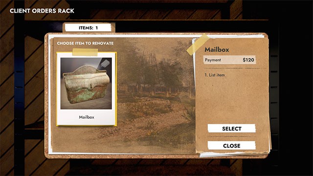 Người chơi Workshop Simulator thoải mái lựa chọn các món đồ và cách thức phục chế chúng