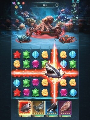 Gameplay match-3 để giải phóng các cuộc tấn công