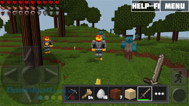 Đối phó với nhiều quái vật xuất hiện trong game sinh tồn Worldcraft