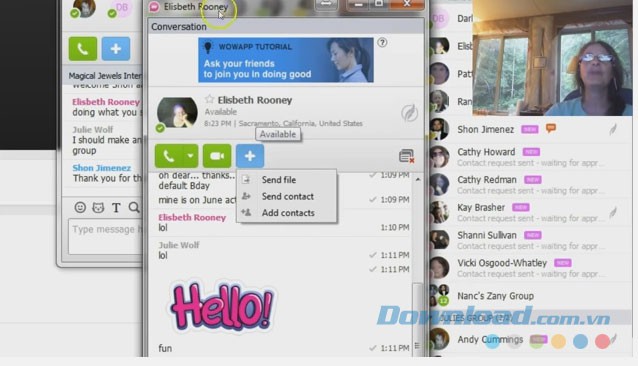 Giao diện chat của WowApp
