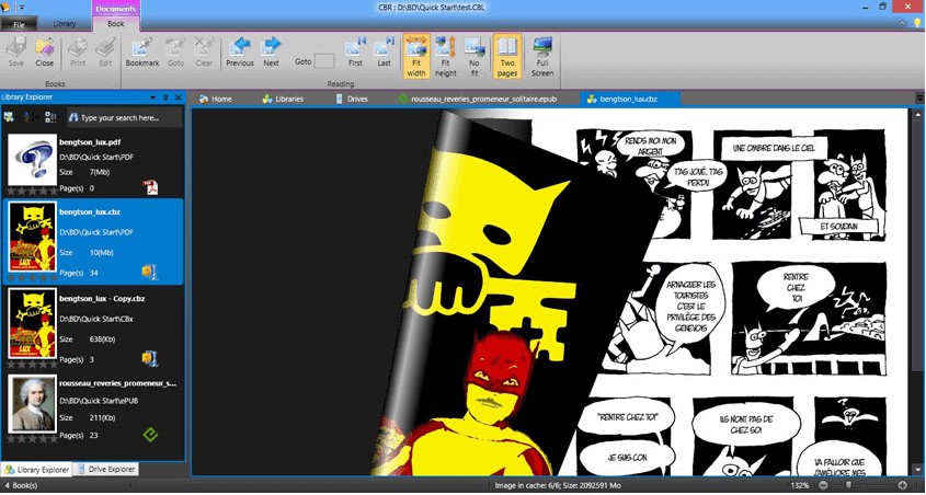 Giao diện Comics Book Reader - C.B.R.