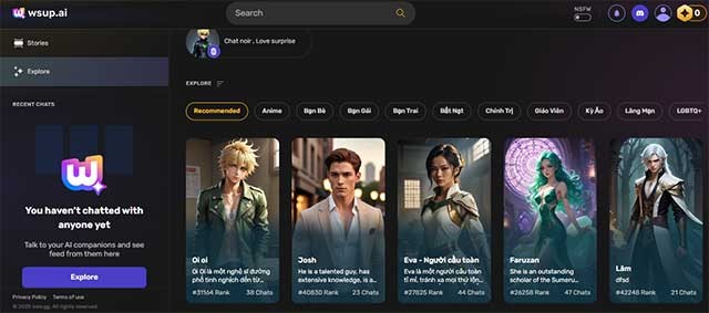 Wsup hoàn hảo cho các cuộc trò chuyện, kể chuyện, thậm chí là hỗ trợ tinh thần