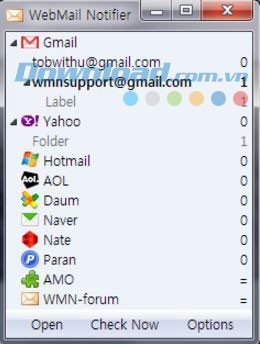 Cửa sổ thông báo email mới
