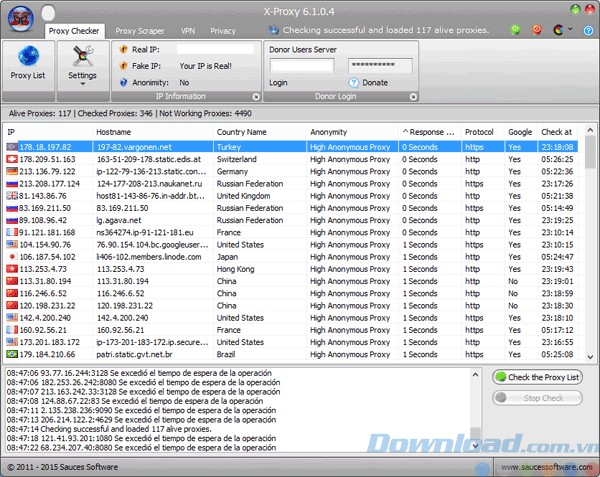 Giao diện chính của X-Proxy