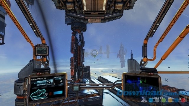 Hình ảnh buồng lái của phi thuyền trong game hành động X Rebirth cho máy tính, Mac và Linux