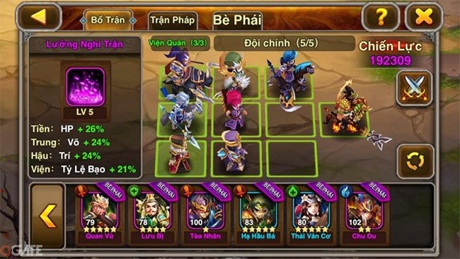 Cách bố trận chơi X Tam Quốc: 3Q Mobi