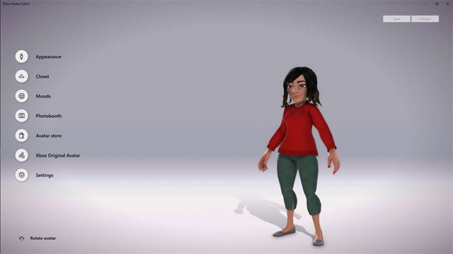 Menu đa dạng trong ứng dụng giải trí Xbox Avatar Editor