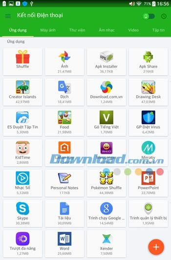 Giao diện ứng dụng Xender