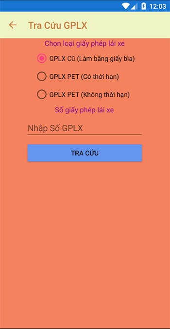 Tra cứu giấy phép lái xe