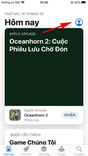 Chọn biểu tượng tài khoản