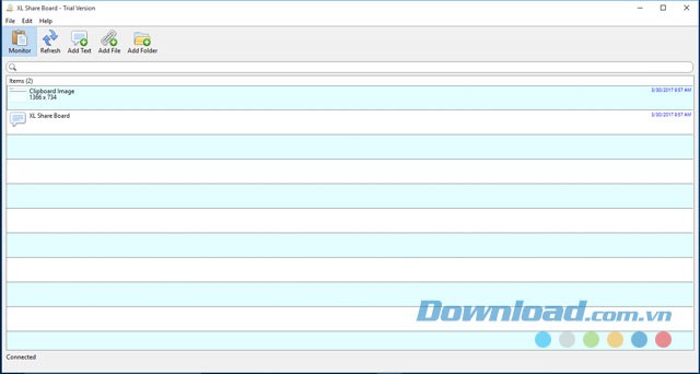 Giao diện chính của ứng dụng chia sẻ clipboard XL Share Board cho máy tính