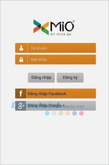 Giao diện đăng nhập xMio