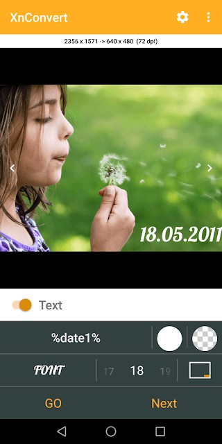 XnConvert cho Android chèn text vào ảnh