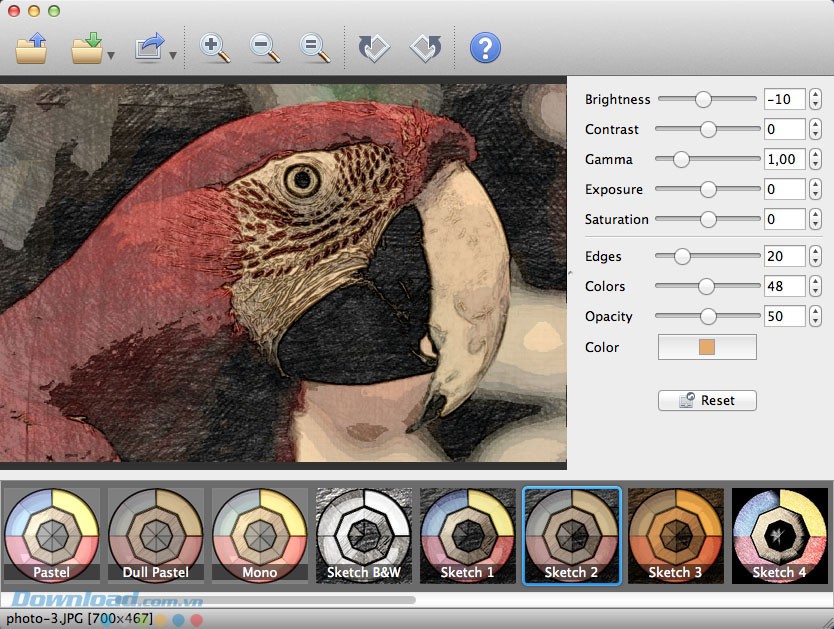 Sử dụng thanh trượt để thay đổi thông số