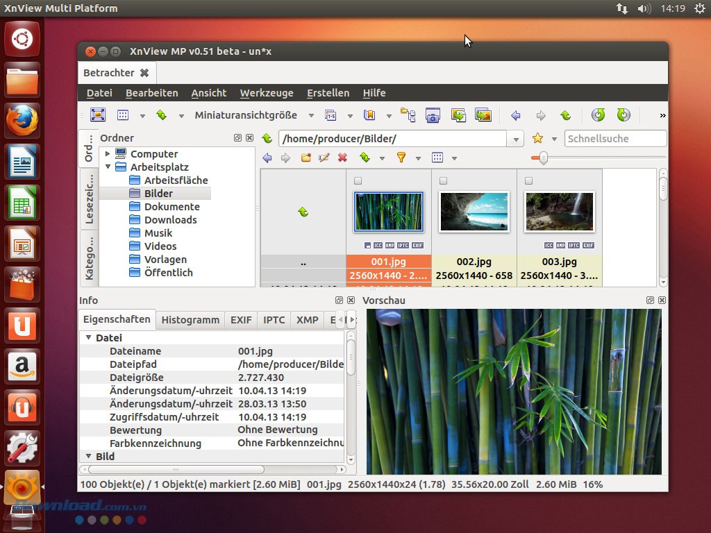 Giao diện XnView MP trên Linux