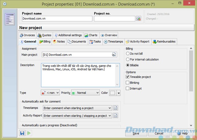 Tạo dự án mới