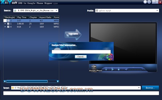 XtoYsoft DVD to Google Phone Ripper