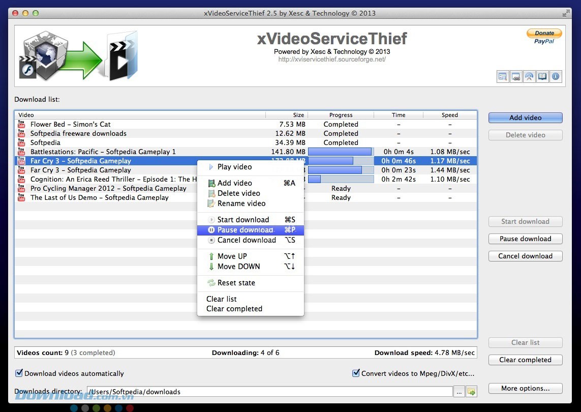 Lựa chọn trong quá trình tải file